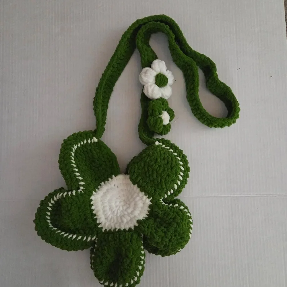 Flower Shape Hand Crocheted Shoulder Crossbody Bag